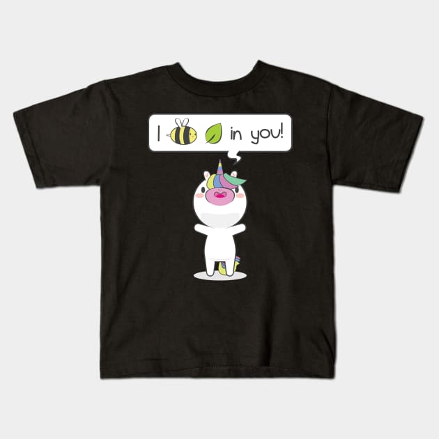 Unicorn I Bee Leaf In You Kids T-Shirt by avshirtnation